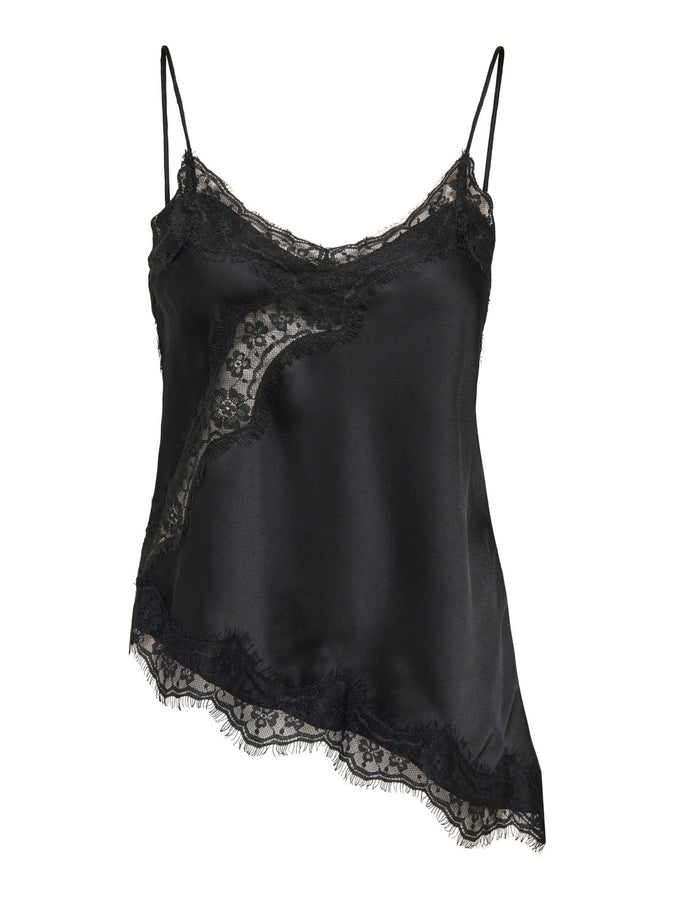 Jdy Fifi Asym Lace Tank Top Fall 2026 | BLACK