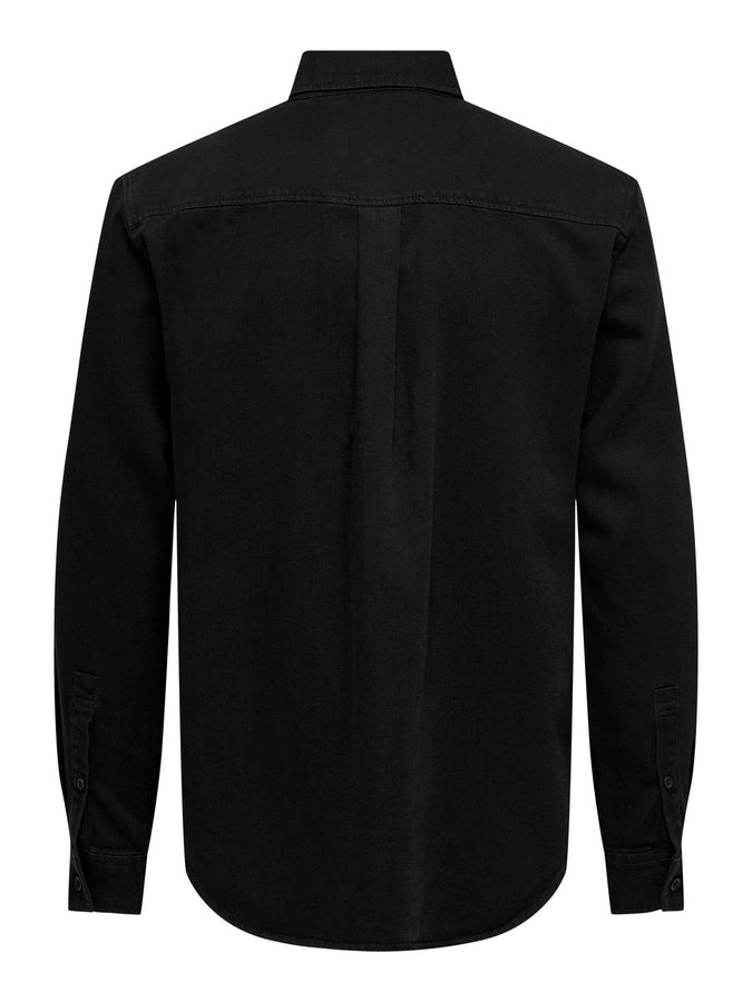 Only & Sons Orson Long Sleeve Buttondown Shirt Fall 2026 | BLACK DENIM