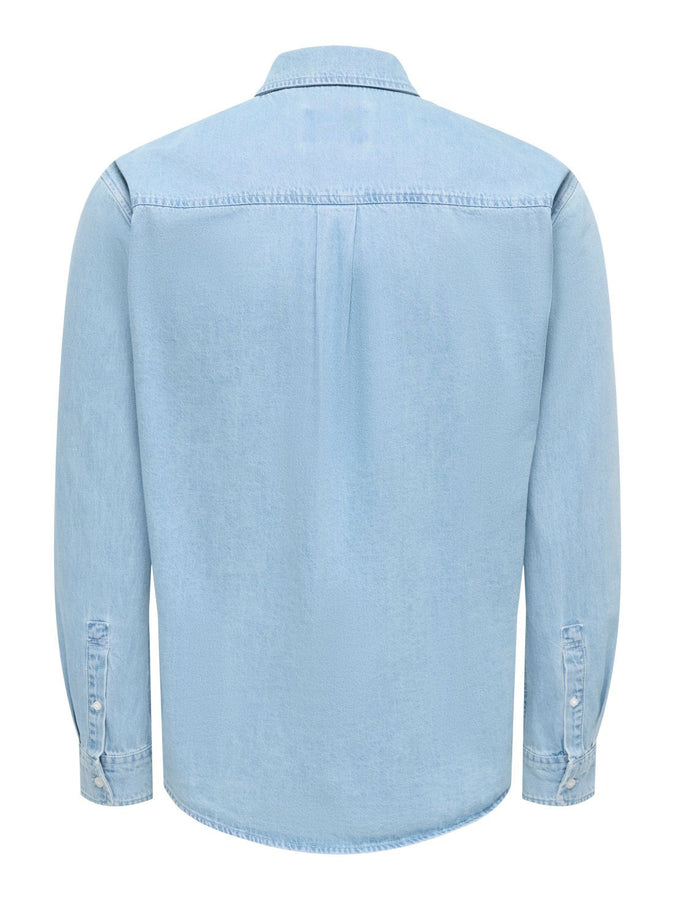 Only & Sons Orson Long Sleeve Buttondown Shirt Fall 2026 | LIGHT BLUE DENIM