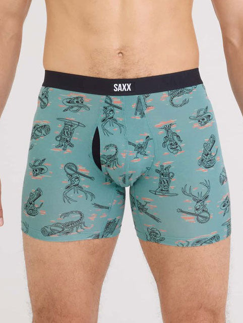 Saxx Vibe Xtra Soft Comfort Western Weird-Washed Teal Boxer | WESTERN WEIRD WSHD TEAL (WWW)