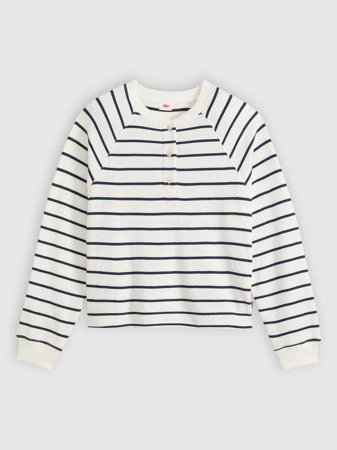 Levis Lassen Henley Brandy Stripe Marine Blazer Aigrette Long Sleeve T-Shirt Fall 2026 | NAVY BLAZER EGRET (0020)