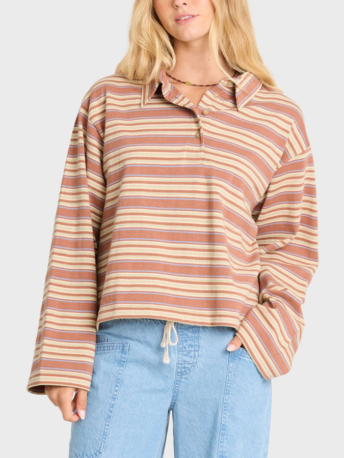 Billabong Sugar Stripe Long Sleeve Polo Fall 2026 | SUGAR ALMOND (SGA)