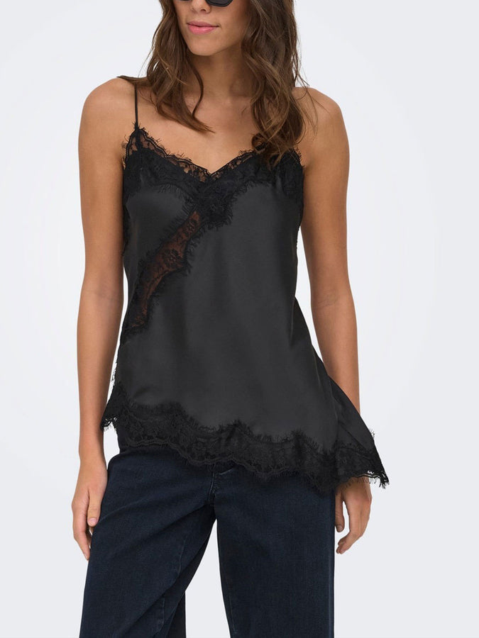 Jdy Fifi Asym Lace Tank Top Fall 2026 | BLACK