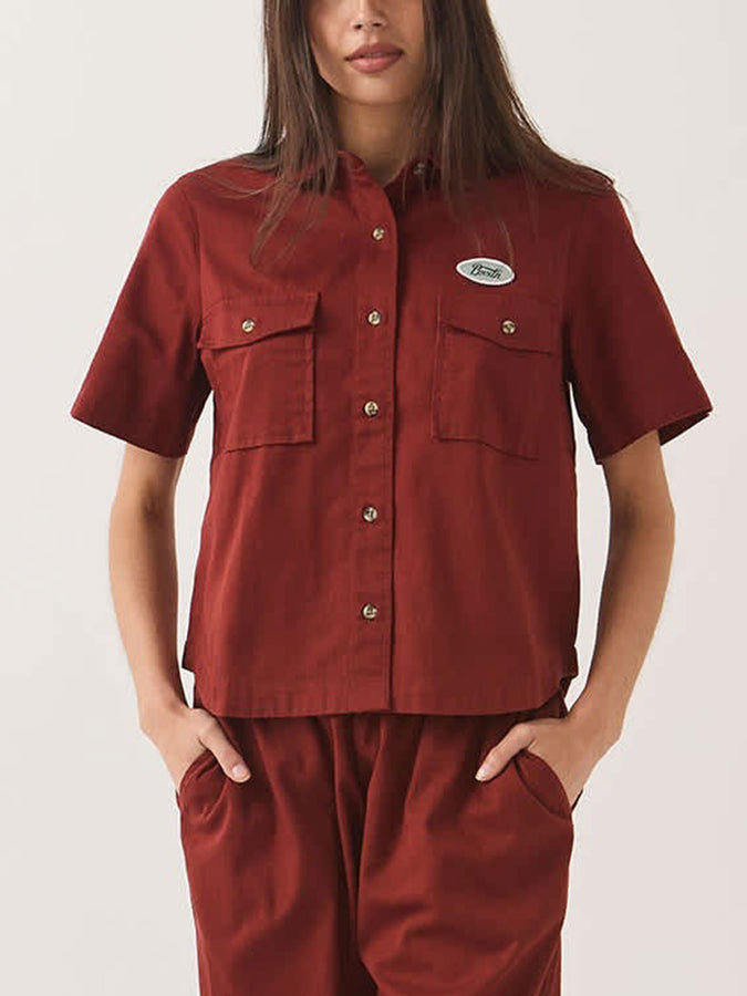 Brixton Mechanics Short Sleeve Buttondown Shirt Fall 2026 | DARK BRICK