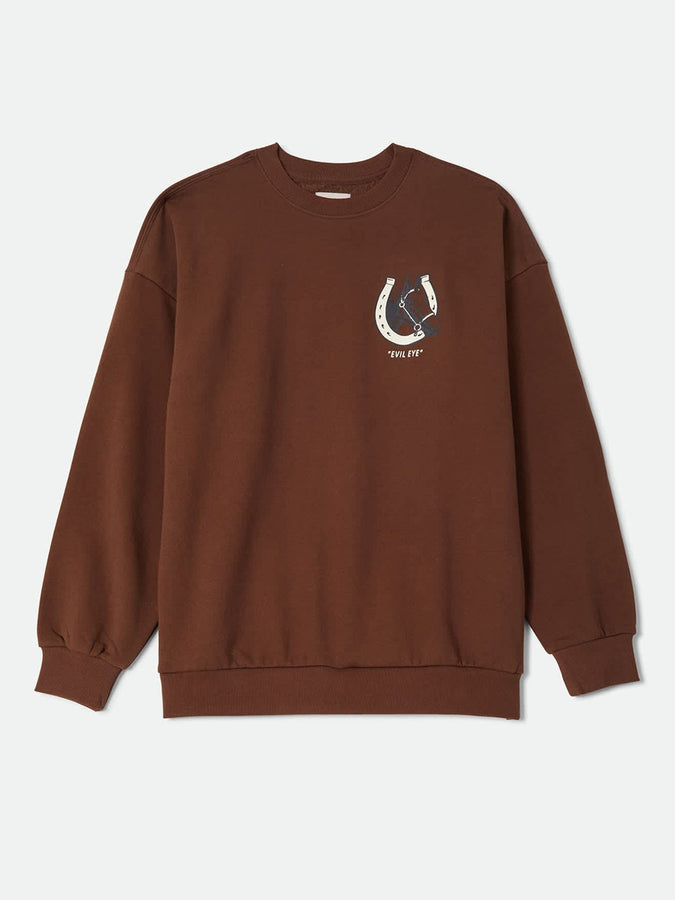 Brixton Evil Eye Horseshoe Crewneck Sweatshirt Fall 2026 | PINECONE BROWN