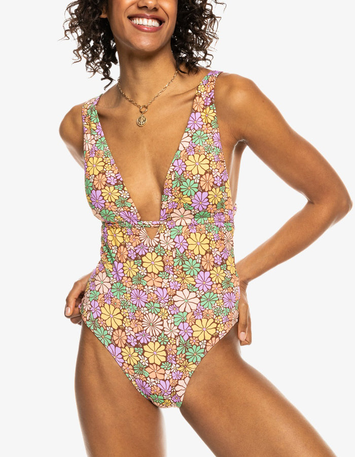 Roxy All About Sol Women One Piece Swimsuit Spring 2024 | ROOT BEER ABT SOL (CQR7)