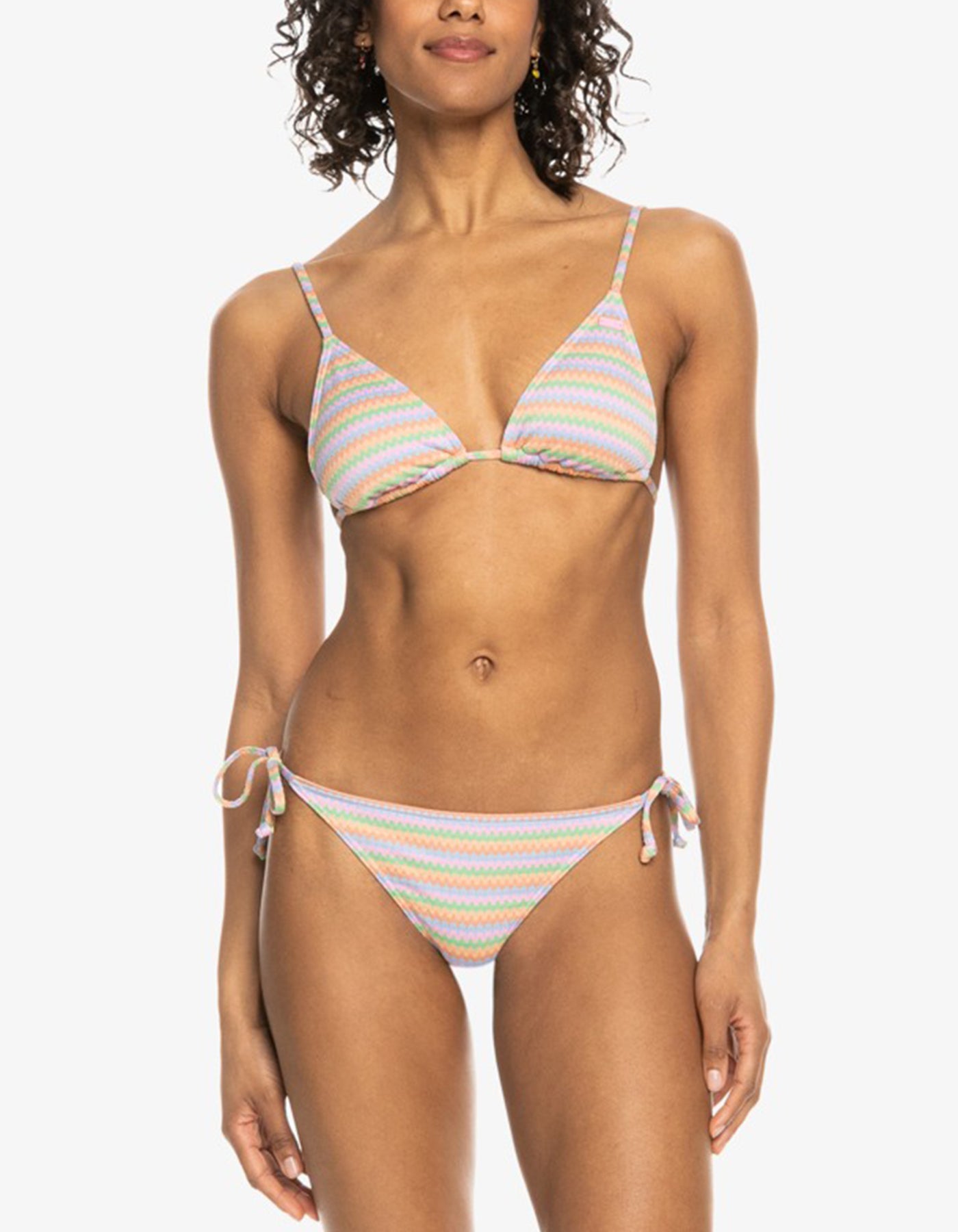 Roxy Wavy Stripe Cheeky Tie Side Bikini Bottom Spring 2024