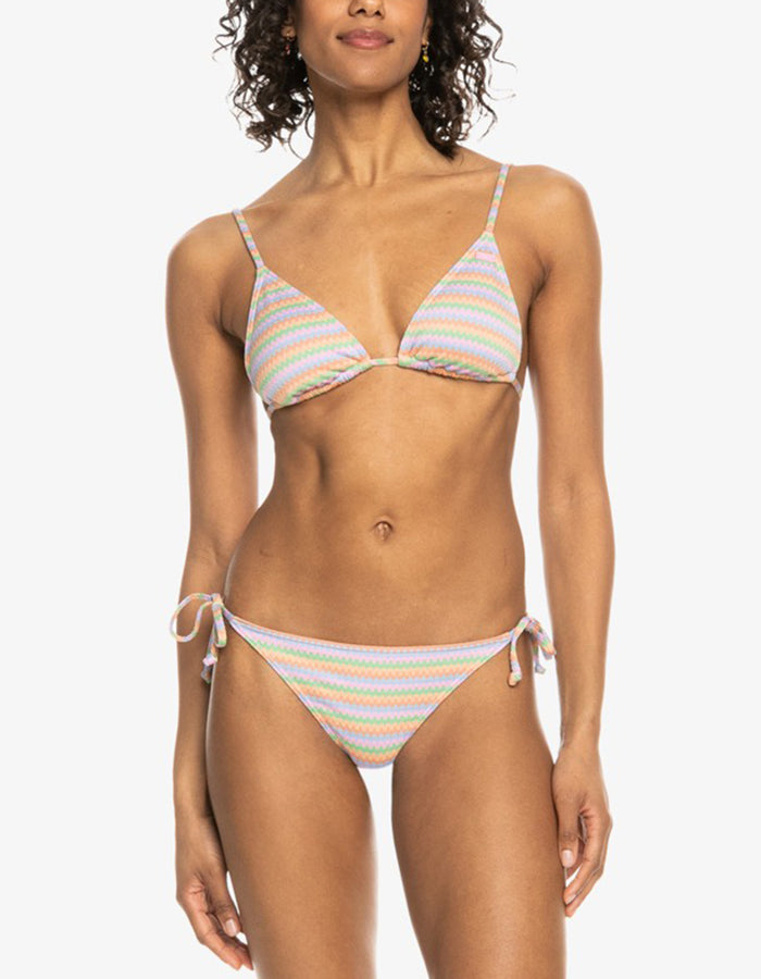 Roxy Wavy Stripe Cheeky Tie Side Bikini Bottom Spring 2024 | PAPAYA WAVY STRIPE (XNBM)
