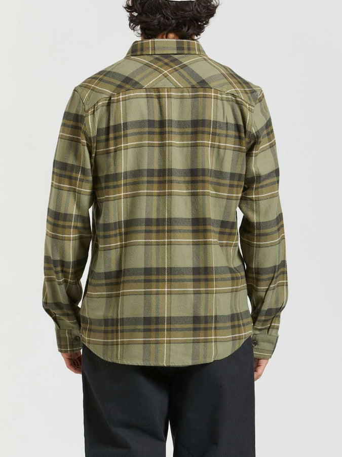 Brixton Bowery Flannel Buttondown Shirt Fall 2024 | VETIVER/LAUREL WREATH/BLK