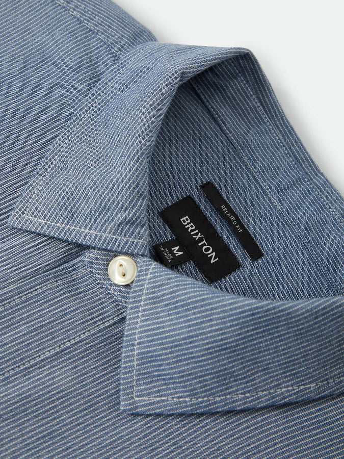 Brixton Trademark Blue Chambray Micro Stripe L/S Buttondown Shirt Fall 2026 | BLUE CHAMBRAY MICRO STRIPE