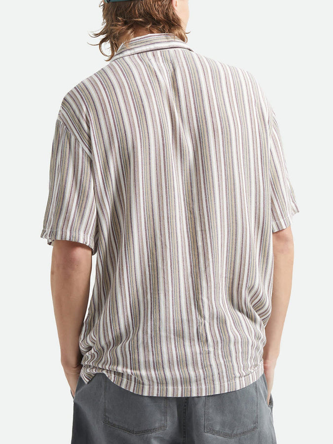 Brixton Bunker Twisted Stripe Short Sleeve Buttondown Shirt Spring 2026 | ROBUST RED