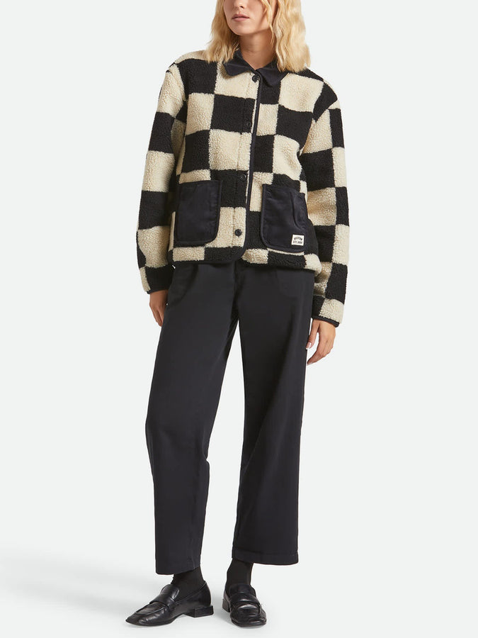 Brixton Deliah Sherpa Jacket Holiday 2025 | BLK/NATURAL FINISH LINE CHECK