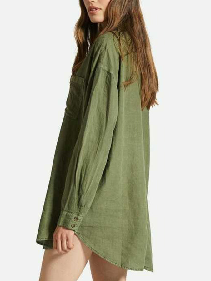 Brixton Vintage Linen Blend Buttondown Shirt Summer 2024 | SEA KELP