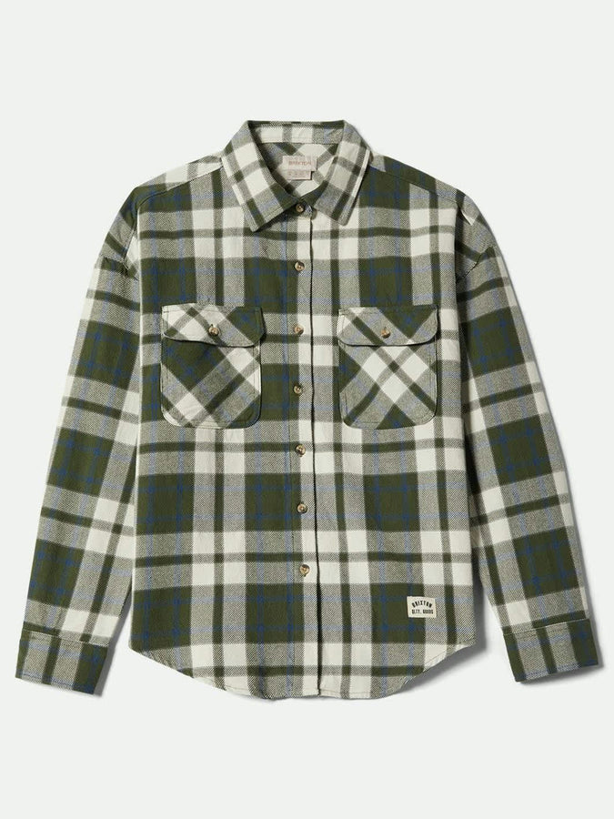 Brixton Bowery Vintage Long Sleeve Buttondown Shirt Fall 2025 | GREEN/BLUE