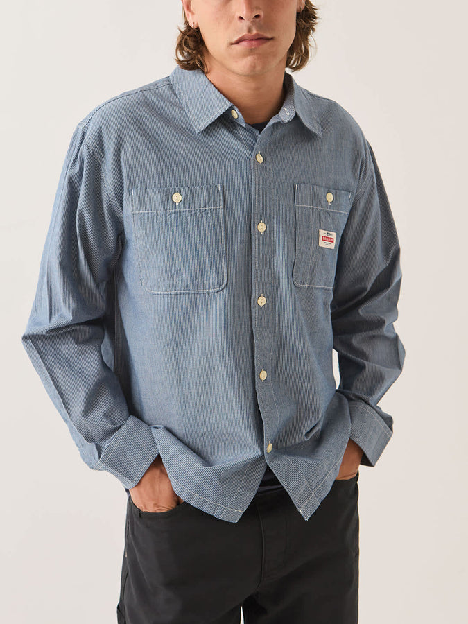 Brixton Trademark Blue Chambray Micro Stripe L/S Buttondown Shirt Fall 2026 | BLUE CHAMBRAY MICRO STRIPE