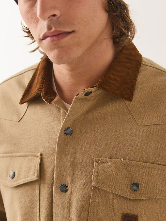 Brixton Bowery Builders Ranch Performance L/S Buttondown Shirt Fall 2026 | KHAKI/BROWN