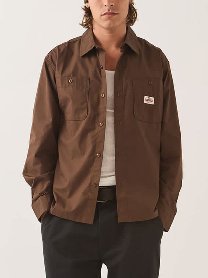 Brixton Trademark Long Sleeve Buttondown Shirt Automne 2026 | WALNUT BROWN
