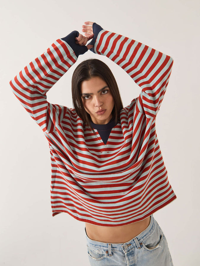 Brixton Retro Rugby Long Sleeve Polo Fall 2026 | SEA GRASS/RUST