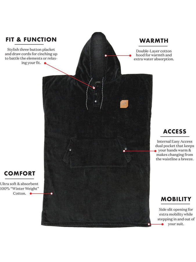 Slowtide The Digs Black Extra-Warm Poncho Spring 2026 | BLACK
