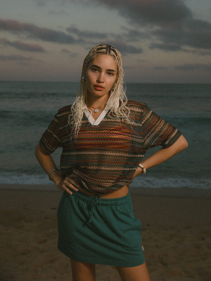 Brixton Carefree Lounge Skirt Spring 2026 | WASHED MEDITERRANEAN TEAL
