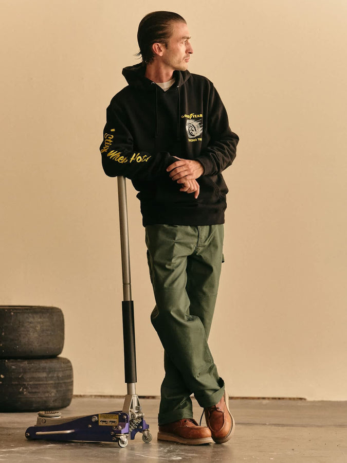 Brixton x Goodyear Cheater Slick Hoodie Spring 2026 | BLACK