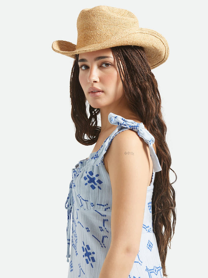 Brixton Odessa Straw Packable Cowboy Hat Spring 2026 | TAN