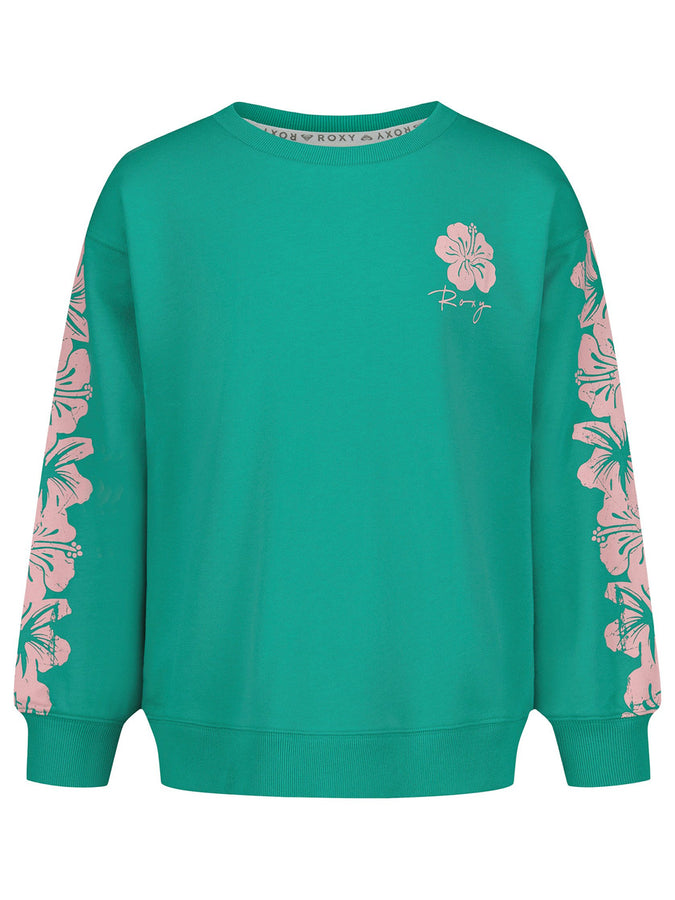 Roxy Hibiscus Oversized Crewneck Sweatshirt (Youth 7-14) Spring 2026 |SEA GREEN (322)