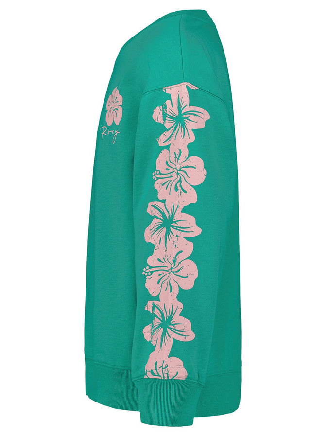 Roxy Hibiscus Oversized Crewneck Sweatshirt (Youth 7-14) Spring 2026 |SEA GREEN (322)