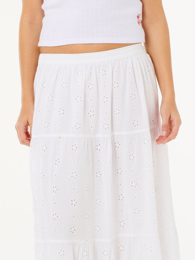 Rip Curl Oasis Broderie Maxi Skirt Spring 2026 | WHITE (1000)