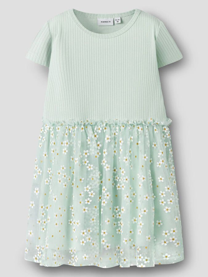 Name It Floral Dress (Kids 2-7) Spring 2026 | PALE AQUA
