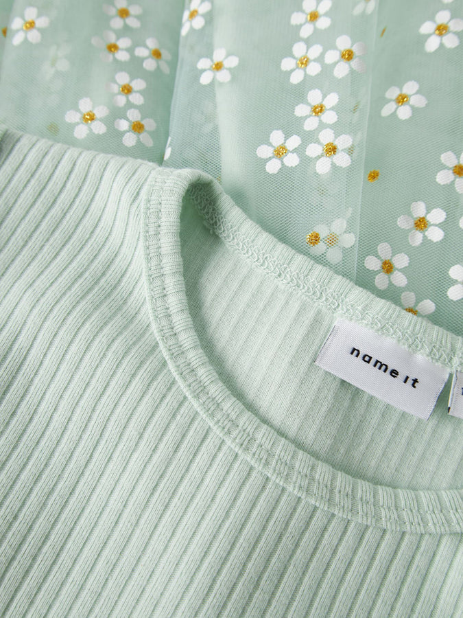 Name It Floral Dress (Kids 2-7) Spring 2026 | PALE AQUA