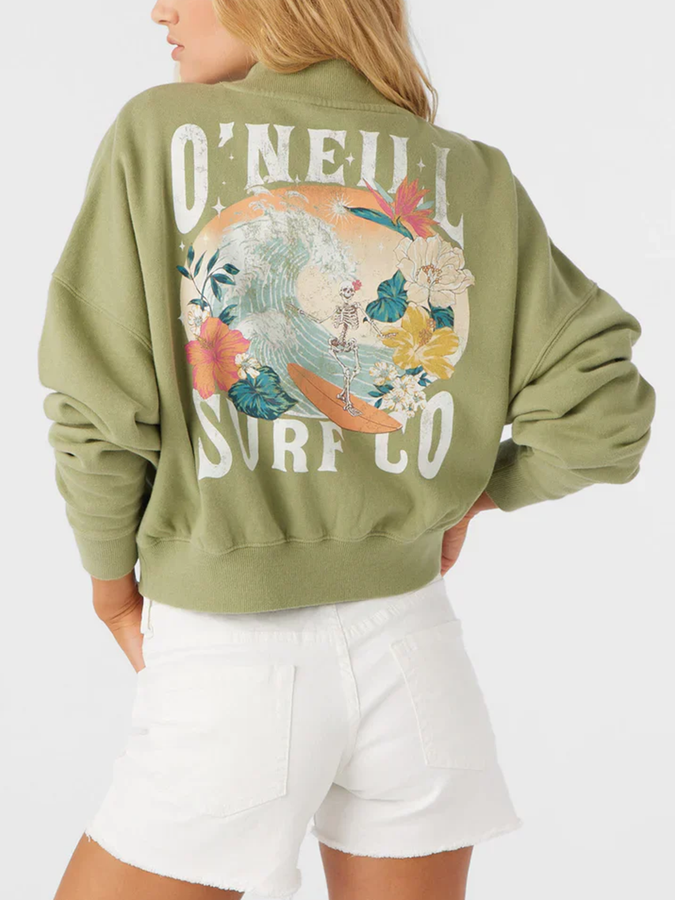 O’Neill Moment Women Crop Crewneck Sweatshirt Spring 2024 | OIL GREEN (OGN)