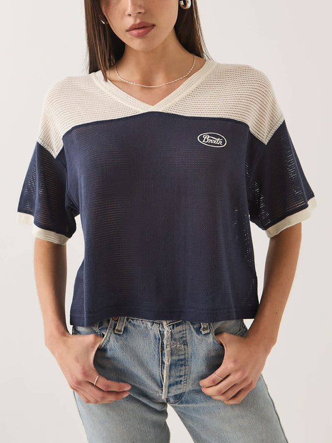 Brixton Varsity Mesh T-Shirt Fall 2026 | OFF WHITE/WASHED NAVY