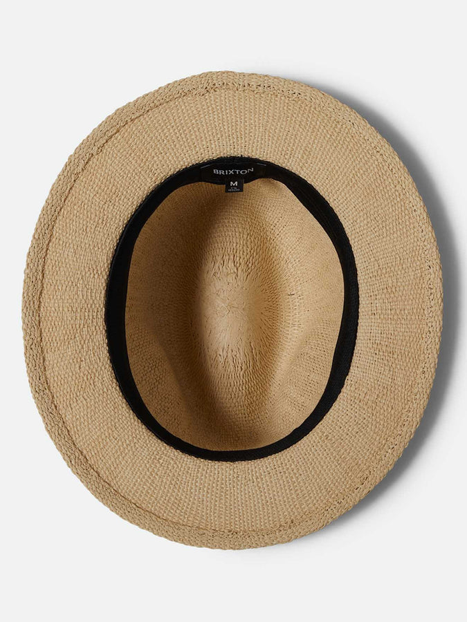 Brixton Roma Straw Fedora Hat Spring 2025 | NATURAL/BLACK
