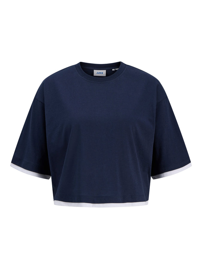 JJXX Andrea Cropped T-Shirt Fall 2026 | NAVY BLAZER