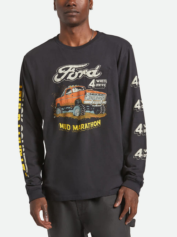 Brixton x Ford Mud Marathon Long Sleeve T-Shirt Fall 2025 | BURNT RUBBER