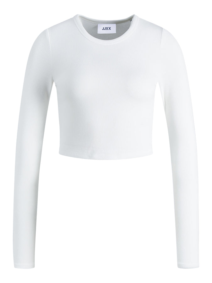 JJXX Feline Crop Long Sleeve T-Shirt Spring 2026 | BRIGHT WHITE