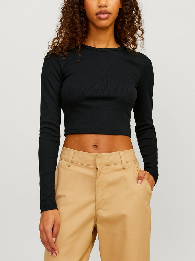 JJXX Feline Crop Long Sleeve T-Shirt Spring 2026 | BLACK