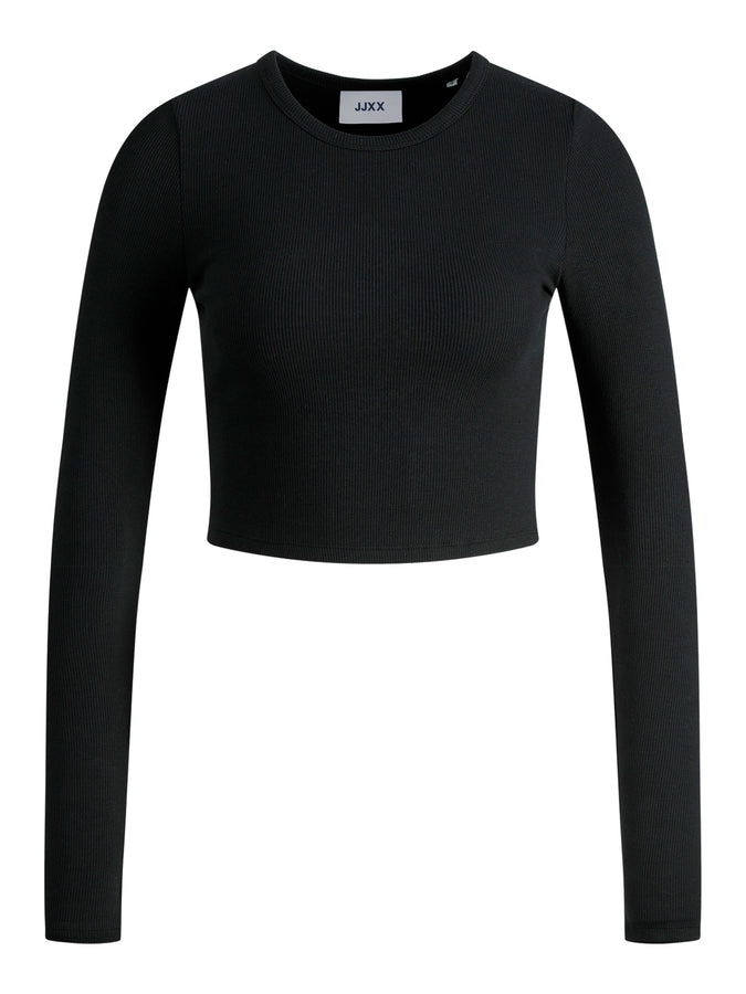 JJXX Feline Crop Long Sleeve T-Shirt Spring 2026 | BLACK