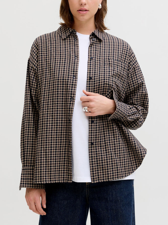 JJXX Jamie Check Flannel L/S Buttondown Shirt Holiday 2025 | SLATE BLACK