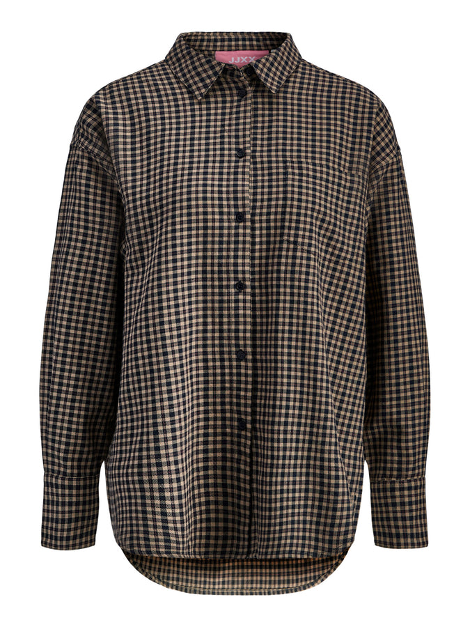 JJXX Jamie Check Flannel L/S Buttondown Shirt Holiday 2025 | SLATE BLACK