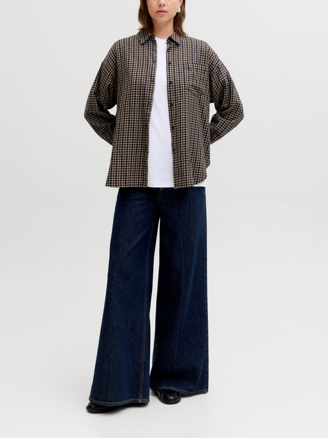 JJXX Jamie Check Flannel L/S Buttondown Shirt Holiday 2025 | SLATE BLACK