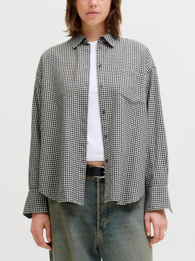 JJXX Jamie Check Flannel L/S Buttondown Shirt Holiday 2025 | CLOUD DANCER