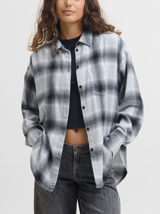 JJXX Jamie Flannel Long Sleeve Buttondown Shirt Holiday 2025 | BLACK