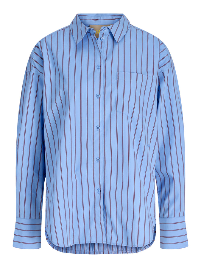 JJXX Jamie Poplin Long Sleeve Buttondown Shirt Spring 2026 | VISTA BLUE