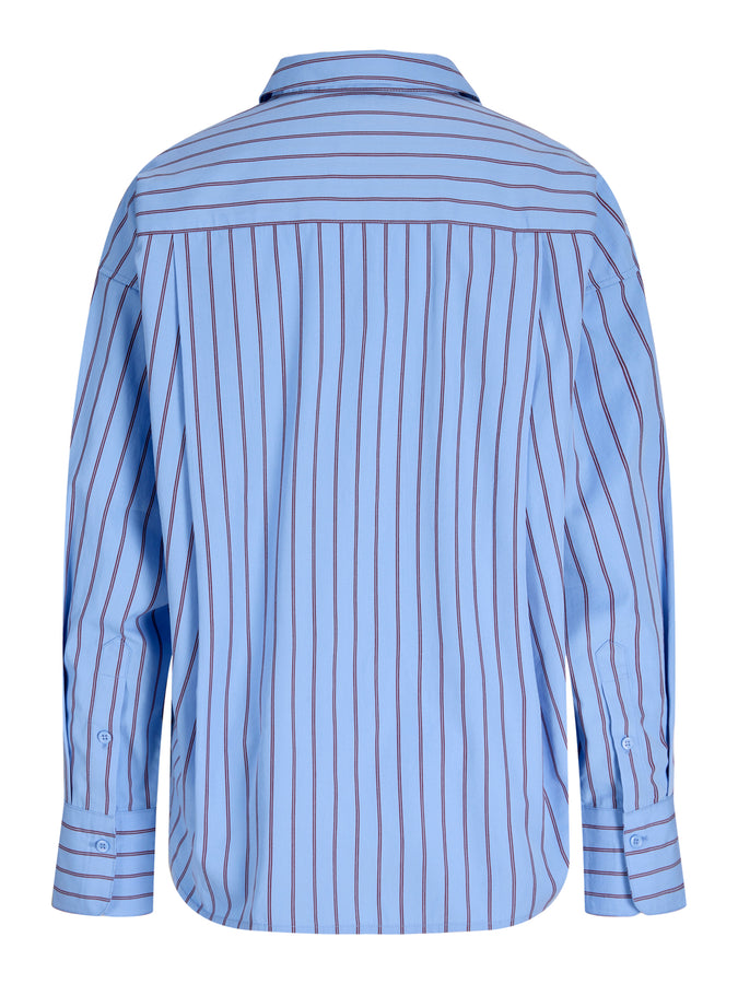 JJXX Jamie Poplin Long Sleeve Buttondown Shirt Spring 2026 | VISTA BLUE