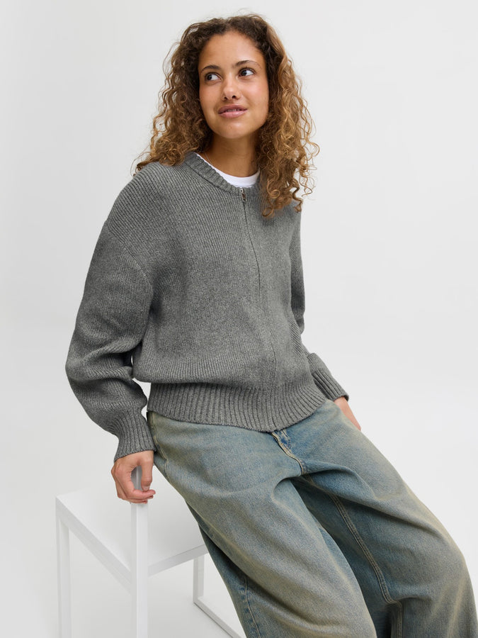 JJXX Maeve Bomber Zip Sweatshirt Holiday 2025 | MEDIUM GREY MELANGE