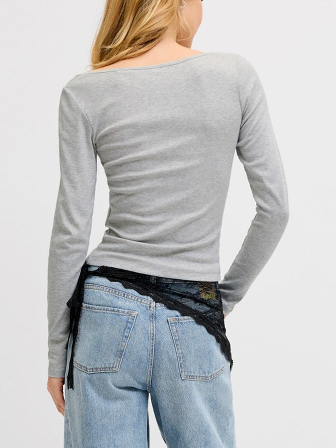 JJXX Star Long Sleeve T-Shirt Spring 2026 |LIGHT GREY MELANGE