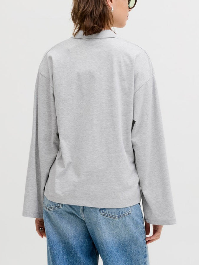 JJXX Vilma Long Sleeve Polo Holiday 2025 | LIGHT GREY MELANGE