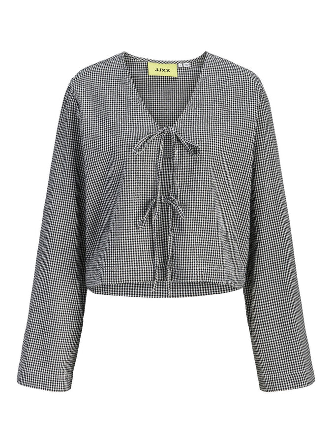 JJXX Zoe Seersucker Long Sleeve Top Spring 2026 | BLACK CHECKS